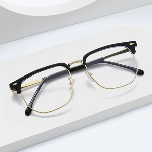 Semi Rimless Browline Glasses Anti Blue Light Metal TR Frame Vintage Business Spectacles For Men Women