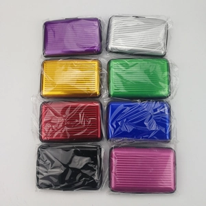 Waterproof RFID blocking aluminum card holder set in eight diverse metallic colors