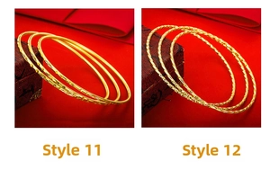 Detail of star-cut and braided gold-plated bangles in traditional style 11 and 12