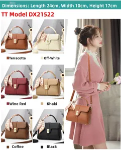 Detailed views of crossbody bag in six colors and model size display 24x10x17cm