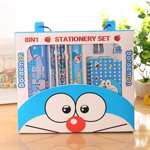 Coffret de papeterie 8-en-1 bleu avec trousse, règle et carnets pour écoliers