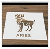 Detail view of a white plastic Aries ram coffee stencil for fancy latte art and baking