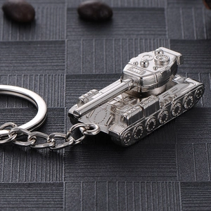 Zinc alloy T34 tank model keychain with silver plating and realistic tread details
