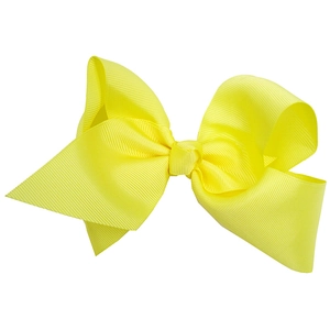 Large 15cm yellow ribbed ribbon bow hair clip for babies and children in solid color