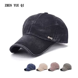 Washed Cotton Baseball Cap Retro Sun Hat For Men Women With Classic Metal Label Adjustable Outdoor Casual Headwear