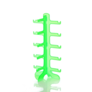 Green 5-tier acrylic sunglasses display stand with a transparent tree structure design