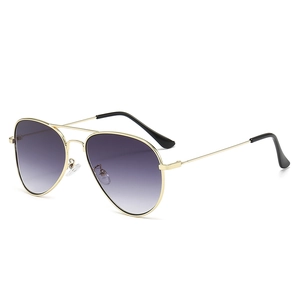 Classic gold aviator sunglasses with purple gradient lenses and double bridge design