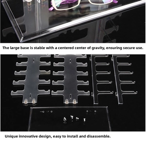 Clear acrylic glasses display stand with five tiers and stable base components