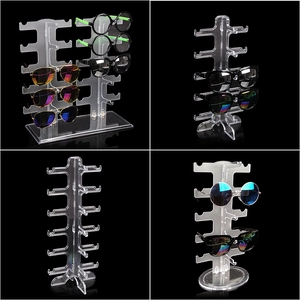 Multi-tier clear acrylic eyewear display stand for sunglasses and glasses organization