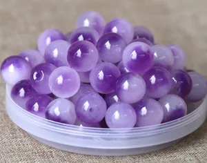 Polished purple gradient natural stone beads with holes for DIY jewelry making