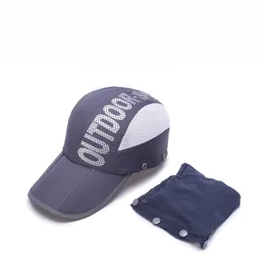 Detail of outdoor sun hat with breathable mesh and detachable neck protection flap