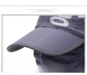 Close-up of wide brim sun hat with tear-resistant dark gray fabric and reinforced edges