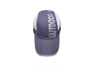 Top view of a breathable outdoor sun hat with mesh vents and vertical outdoor text