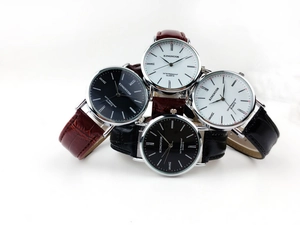 Classic Roman numeral quartz watches with alligator leather straps and waterproof dial