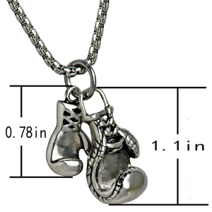 Detailed size specifications for the silver stainless steel boxing gloves pendant necklace