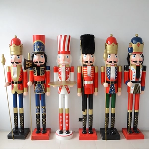 Large Nutcracker Soldier Wooden King Figure Statue Christmas Party Decor Festive Traditional Ornament Hand Painted