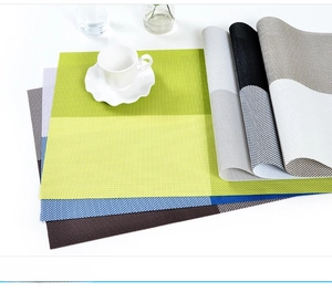 Detailed grid weave of multi-color PVC placemats showing heat-resistant texture and flexibility