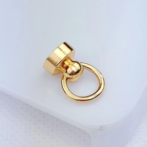 Close-up of golden alloy metal screw buckle for DIY phone case charm hand chains