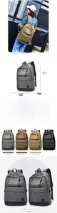 Detailed size chart of canvas backpack showing 32x17x45CM dimensions and color options