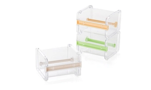 Stackable washi tape dispenser detail showing sharp blades and clear storage design