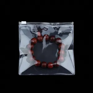 Thick PVC clear zip lock bag for wooden bead bracelet with tassel and Chinese knot detail