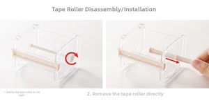 Detail view of the removable cream spindle for transparent washi tape dispenser