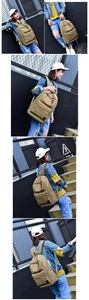 Detail showing high-quality canvas fabric and padded shoulder straps on the backpack
