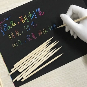 Bamboo Scratch Art Pens Drawing Tools For DIY Painting Wooden Stylus Stick Children Crafts Art Supplies Natural Color