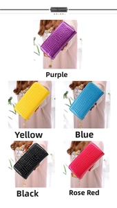 Portafogli da donna in pelle verniciata in cinque colori con motivo a coccodrillo