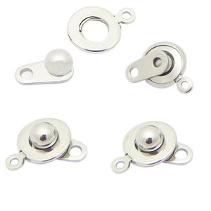 Polished silver stainless steel ball clasp connectors for jewelry making and repair