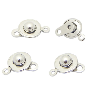 Set of four silver stainless steel snap connectors for necklaces and bracelets