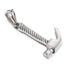 Creative stainless steel claw hammer pendant necklace with textured spiral handle