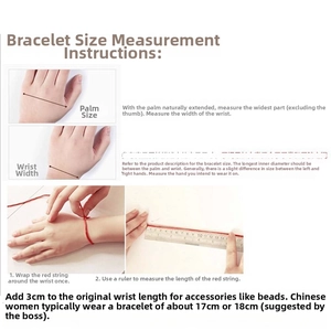 Size guide showing how to measure wrist and palm width using a ruler and red string
