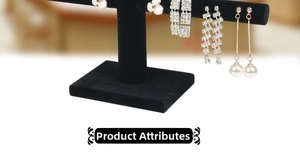 Detail of double-layer black velvet T-bar earring display stand with stable base