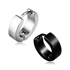 Minimalist Stainless Steel Hoop Earrings Polished Punk Style Jewelry For Men Women Hypoallergenic Multicolor Finish