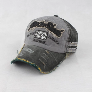 Vintage 1969 distressed baseball cap with Rock Shark embroidery and street style wash
