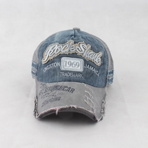 Vintage 1969 Rock Shark baseball cap with embroidery and distressed frayed brim details