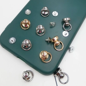 Metal DIY phone case loop connectors and screws in gold, silver, and gun black finishes