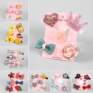 Kids Hair Clips Cute Bow Crown Animal Flower Handmade Fabric Ribbon Hairpins For Toddler Girls Hair Accessories