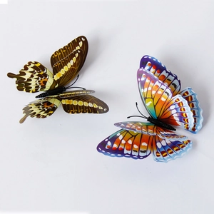 Set of 12 luminous 3D double-layer butterfly wall stickers in colorful patterned designs