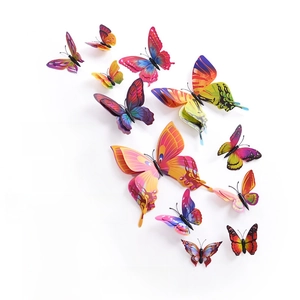 3D double-layer butterfly wall stickers with magnetic base and adhesive pads