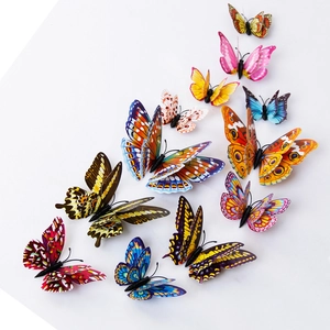 Luminous 3D Butterfly Wall Stickers Double Layer Glow In The Dark PVC Magnetic Home Decor DIY Mural Decals