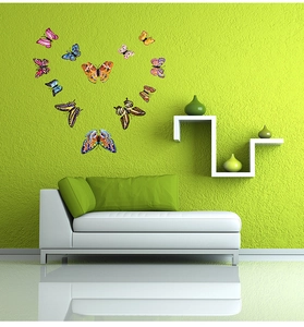 Detailed view of colorful 3D glow-in-the-dark double-layer butterfly wall stickers set
