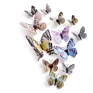Set of 12 colorful 3D double-layer butterfly wall stickers in various sizes for home decor