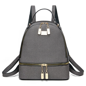 Zaino Da Donna Alla Moda Grande Capacità Tessuto Resistente Trama Diagonale Doppio Scomparto Viaggio Studente Scuola Accessori Dorati