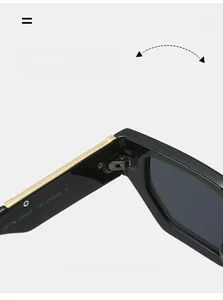 Detail of sunglasses inner temple showing LH118 model, size 45-20-142 and UV400 CE mark