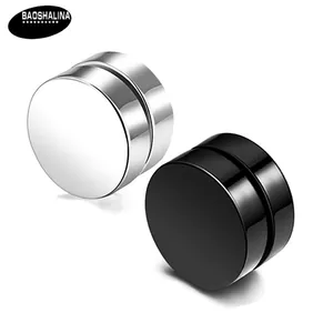 Magnetic Stud Earrings Titanium Steel Non Piercing Round Clip On Minimalist Punk Jewelry For Men Women