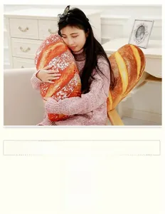 Detailed realistic bread plush pillow featuring 3D digital printing and large size