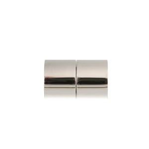 Macro view of silver cylindrical magnetic clasps for DIY jewelry making accessories