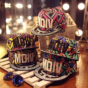 Casquette Snapback Imprimé Graffiti Géométrique Broderie Lettres 3D Hip Hop Chapeau Soleil Réglable Pour Enfants Et Adultes